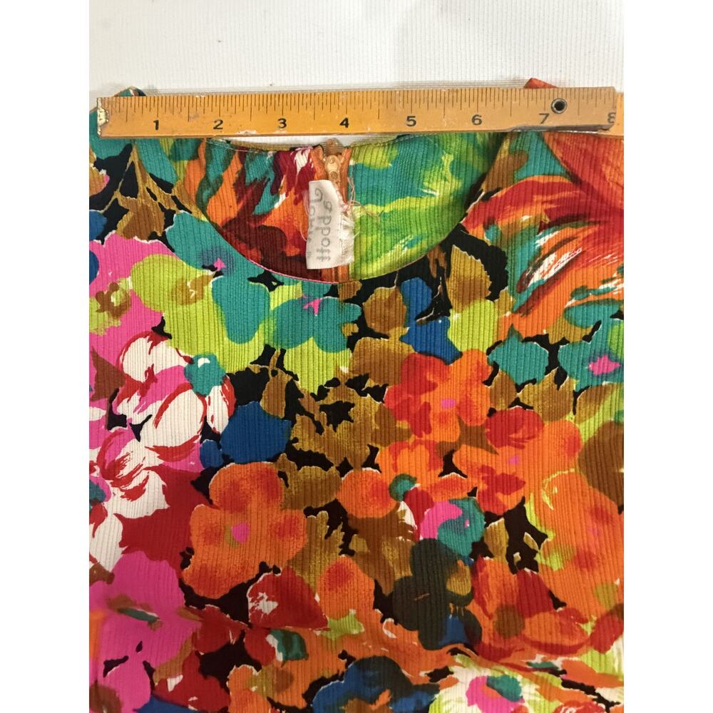Vintage John Abbott Floral Shift Dress Multicolor Mod Sleeveless Midi Large - Picture 12 of 14